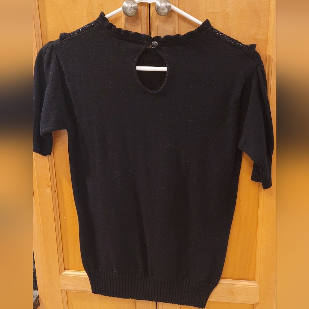 Black Knit Ruffle Sweater - Picture 3 of 4